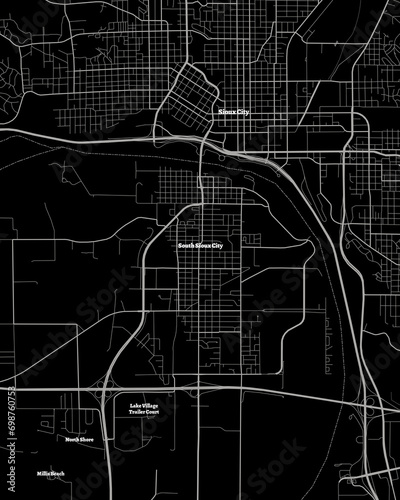 South Sioux City Nebraska Map, Detailed Dark Map of South Sioux City Nebraska