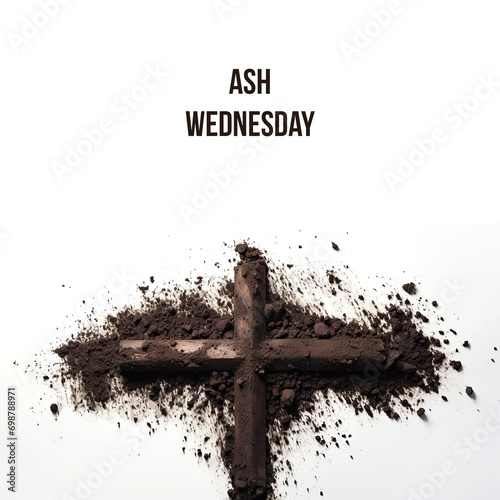 Ash Wednesday banner template design with cross in the ground