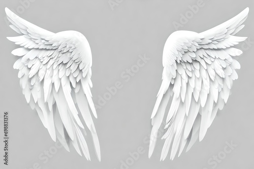 available White angel wings isolated cutout on transparen