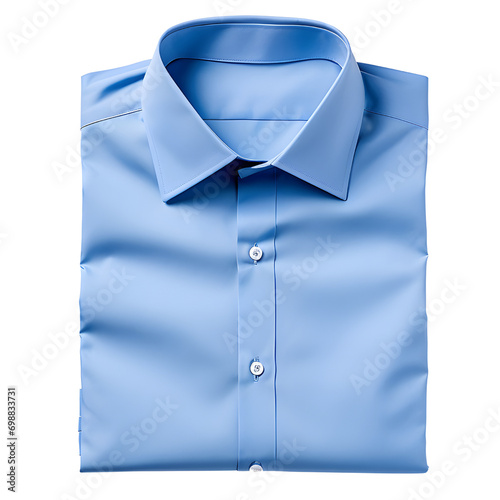 Top view folded blue shirt isolated on transparent or white background, png