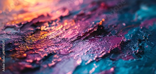Purple and Blue Abstract Art with Raindrops