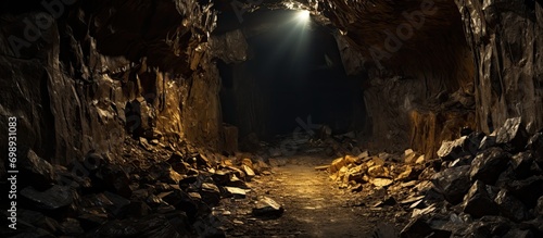 Abandoned mine's underground passage.
