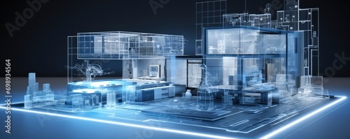 building blueprint plans and house model ,Generative AI