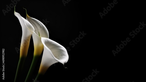 garden flower, calla lily black background