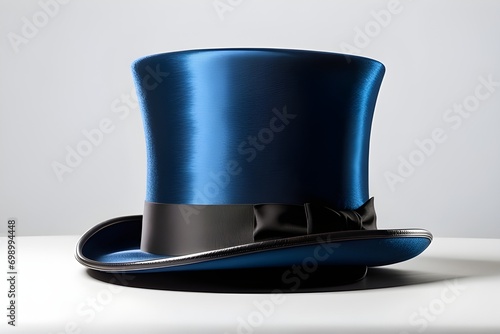 Portrait of a Top Hat against white background, A tall flat-crowned hat with a narrow brim, generative AI