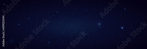 Magic Galaxy. Space background with realistic light reflections, stardust and shining stars. Infinite universe and starry night sky.