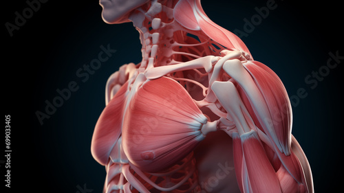 3D rendered Medical Illustration of Male Anatomy Inflamed Shoulder Joint.