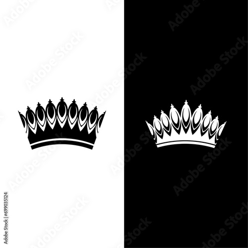 vector set of crowns for queen and king. two crowns in black and white