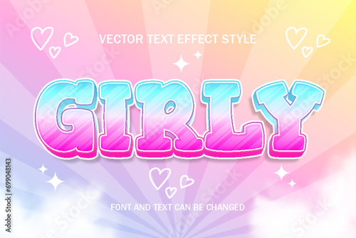 girly cute kawai colorful fantasy feminine typography editable text effect font style template design