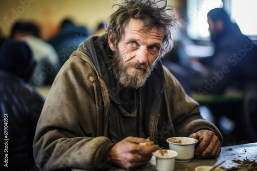 Homeless Individual Finds Nourishment At Shelter's Canteen