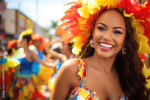 Vibrant Barranquilla Carnival Colorful Dresses, Colombian Festival