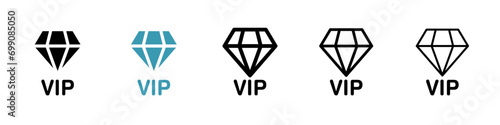 VIP vector icon set. Exclusive membership vector icon for UI designs. VIP member diamond vector sign.