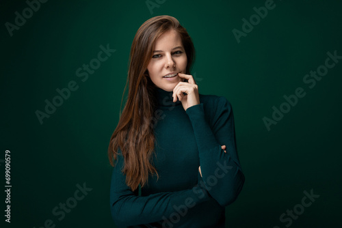 Caucasian young woman with brown eyes and brown hair