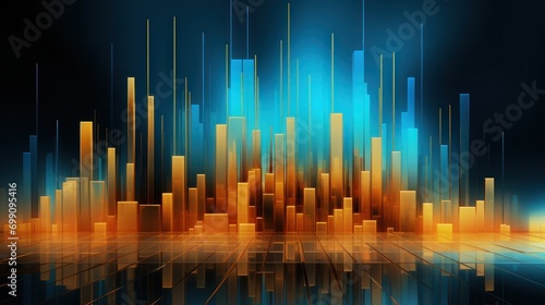 finance, graph, investment, chart, background, economy, financial, growth, money, stock. background urban architecture orange and blue solid likes a candlestick chart of investment with black scene.