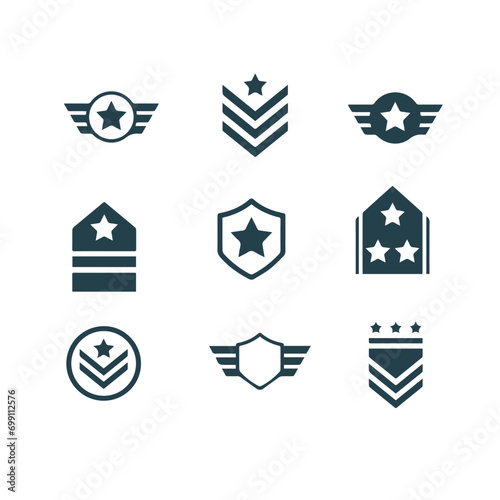 set of military badge vector icons , Military rank icon vector design