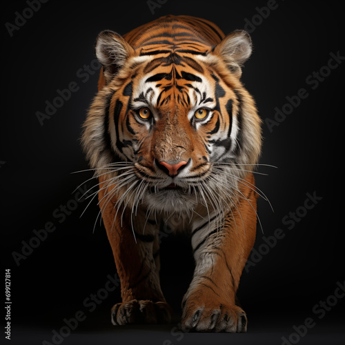 Tiger on a black background