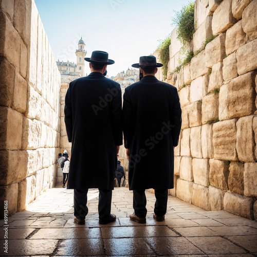 Jews pray near the Wailing Wall, Jerusalem