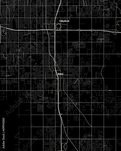 Moore Oklahoma Map, Detailed Dark Map of Moore Oklahoma