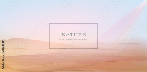 Sinai panoramic view, desert and mountains in the horison. Watercolor textured vector background. 