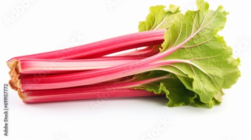 Fresh rhubarb isolated on white background isolated on white background, - Created using AI Generative Technology