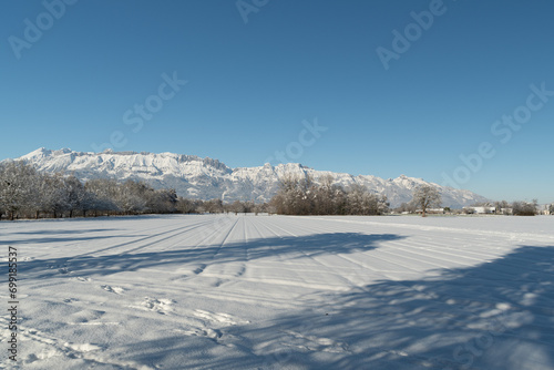 Incredible winter scenery in Vaduz in Liechtenstein