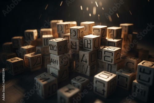 Cubes depict egoism and altruism. They form words about oneself or the community. Generative AI