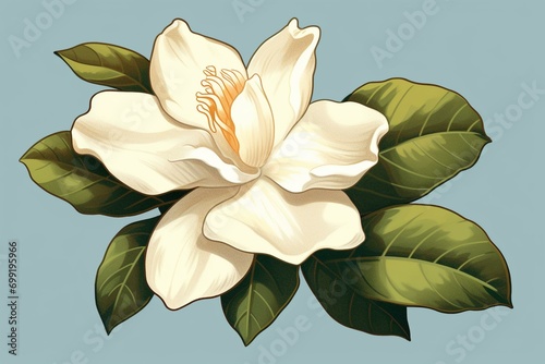 Illustration of a gardenia flower. Generative AI
