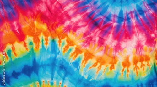 Abstract colourful tie dye textile texture background. Retro, hippie and boho style banner