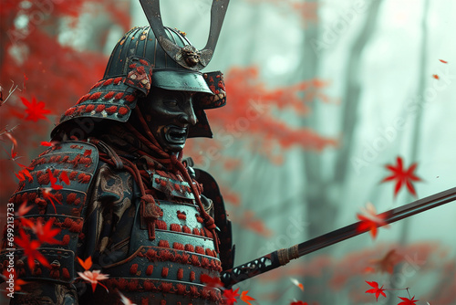 a samurai in ancient armor