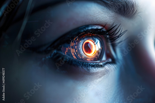 close up of futuristic augmented eye