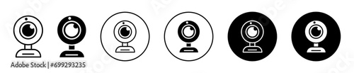 Web camera security icon set vector. online spy web cam cctv to record vector illustration symbol mark