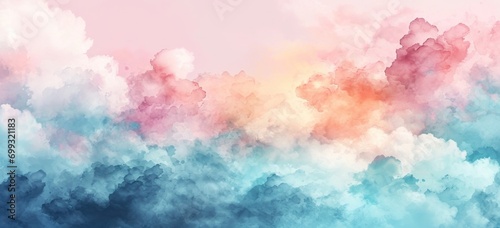 Pastel colored cloud background for serene and tranquil design. Visual aesthetics.