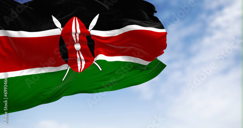 National flag of Kenya waving on a clear day