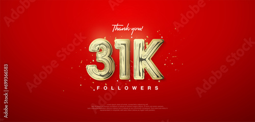 31k gold number, thanks for followers. posters, social media post banners.