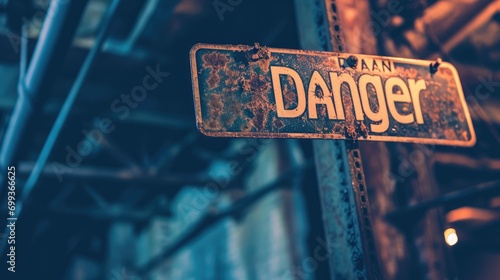 A signpost with the text "Danger" in bold letters, 