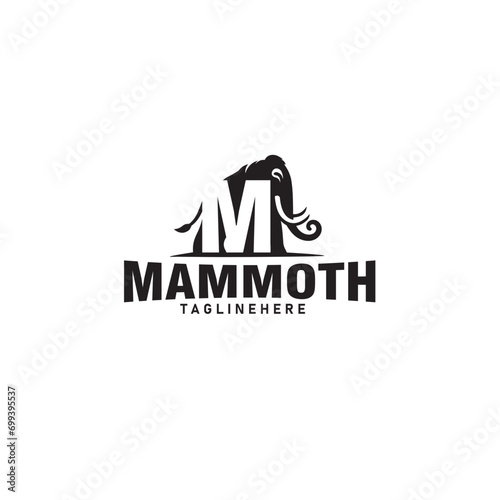 mammoth letter m logo design vector template illustration