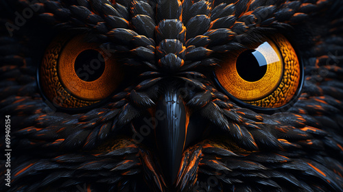 The evil eyes. ( Eagle Owl, Bubo bubo). Generative AI