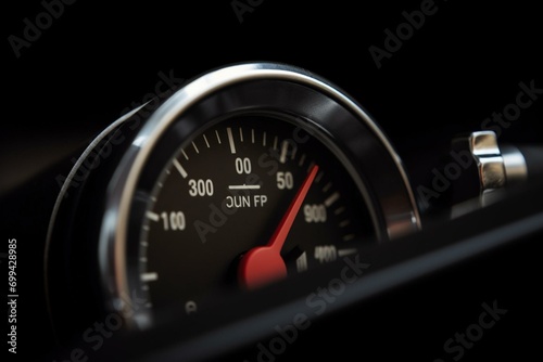 Close-up fuel gauge moves on gray backdrop. Generative AI