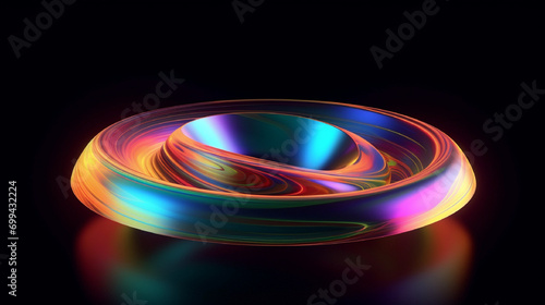 Round shape abstract design element, holographic spectral gradient texture