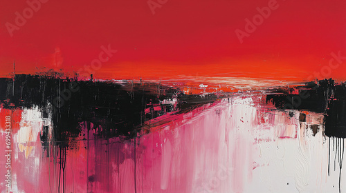 Upside Down Paint -Red and black - abstract background