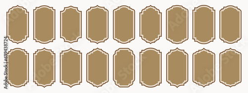 Set collection of frames arabic style. Arabian arch windows. Islamic frames. Blank frame and label. Vector illustration 