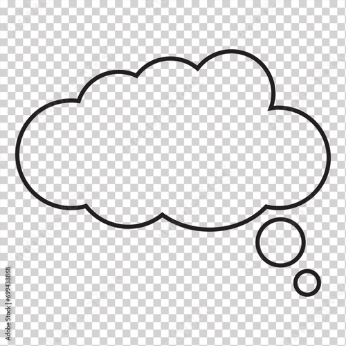 Think bubble isolated. Trendy think bubble in flat style. Modern template for social network and label. Creative thought balloon. Cloud line art, Dream isolated cloud vector EPS 10.