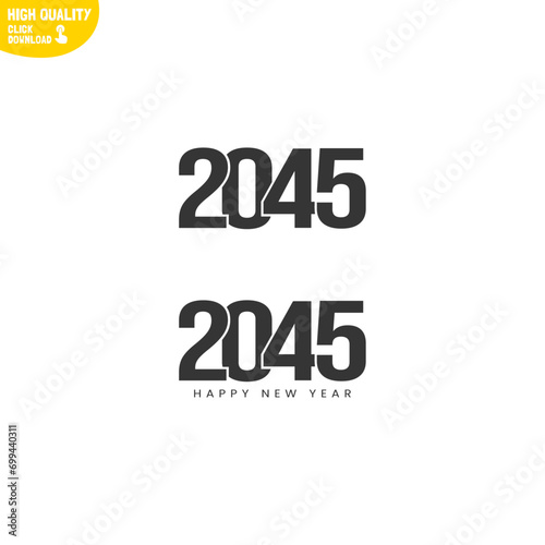 Creative Happy New Year 2045 Logo Design