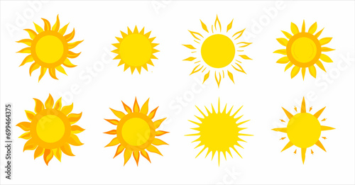 set of sun vector on a white background