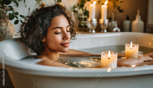 A Woman Relaxing Bathtub Experience