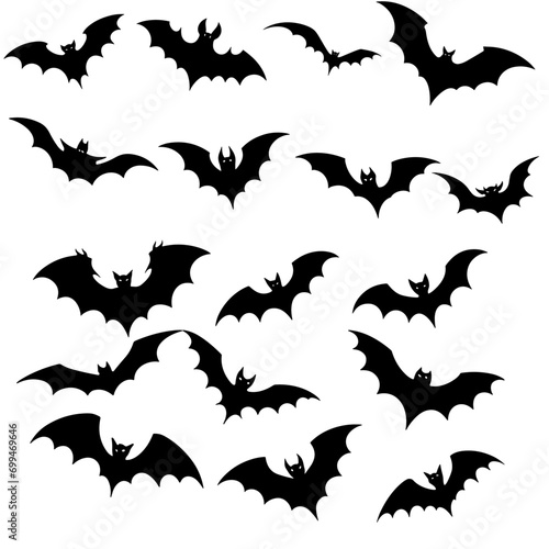 set bats silhouettes ,set of haloween bats silhouettes.