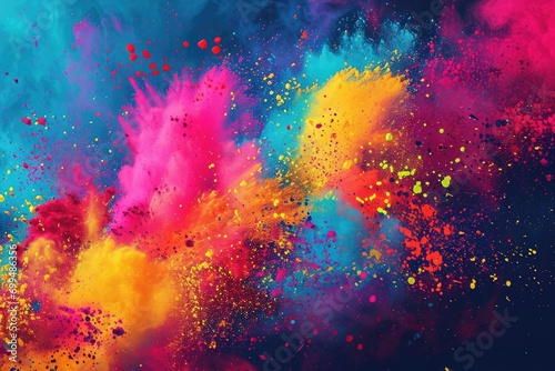 Splash of colorful Holi powder. Holi festival of colors concept.