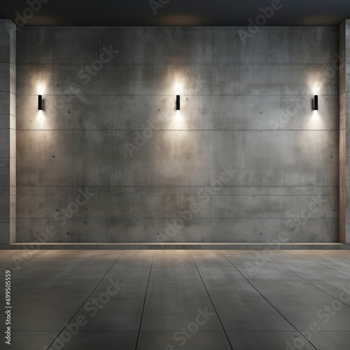 Gray, concrete wall, indoor, high-end, front, simple background, night, wall, clean wall