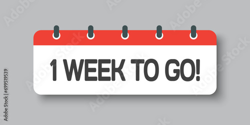 Countdown weekly calendar icon - 1 week to go