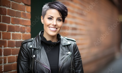Portrait woman with hair cutting Style